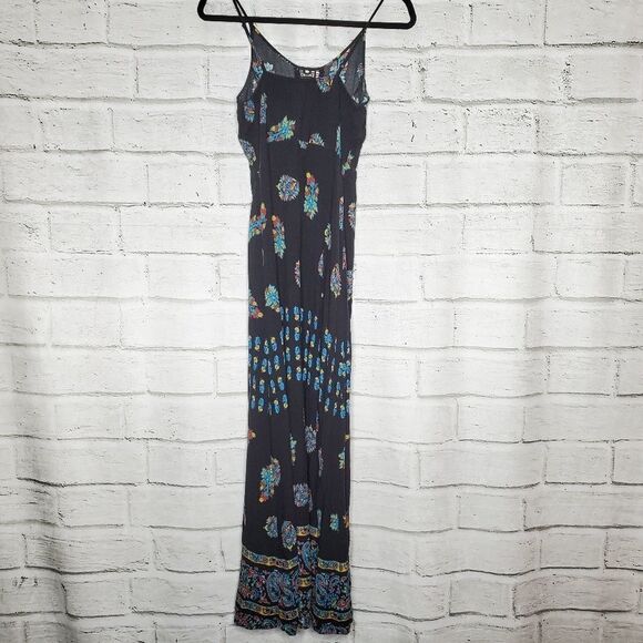 Band of gypsies floral spaghetti strap maxi dress xs black - Picture 10 of 14